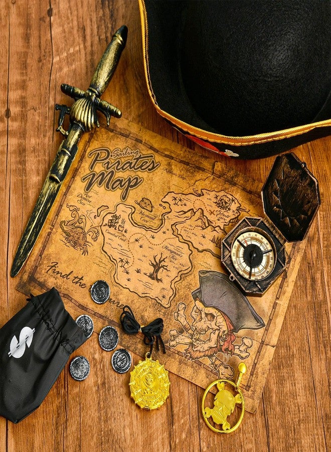 G.C 19 Pcs Kids Pirate Costume Toddler Pirate Accessories Hat Toys Jewelry Coins Boys Halloween Role Play Cosplay Gifts - Image 5